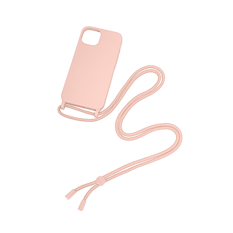 Rixus For iPhone 13 TPU Necklace Cord Cover Pink