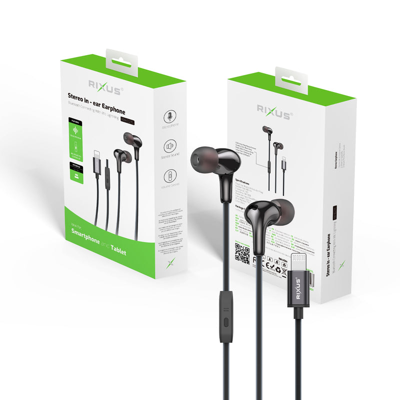 Rixus RXHD27L Auricular estéreo con cable Lightning Negro