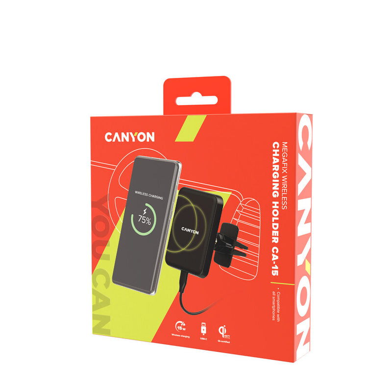 Canyon Cargador inalámbrico para coche CA-15 15W Negro