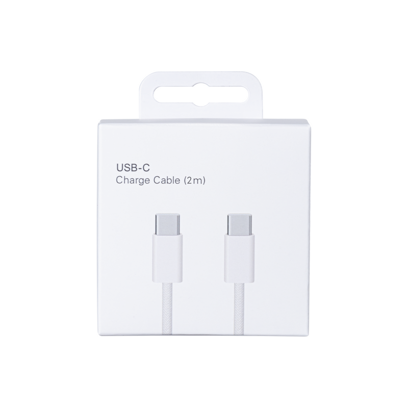 Para Apple Cable USB-C a USB-C para iPhone 15 de 200cm 60W Tejido Blanco Caja al por menor