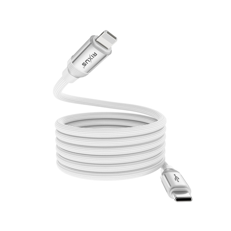 Rixus RXUC59L Magnetic Charging Cord USB-C To Lightning 100CM 30W White