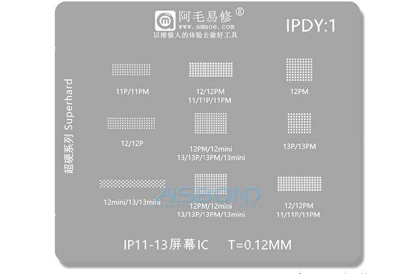 Pochoir BGA pour écran LCD iPhone IC Chip iPhone 11 to 13 Series