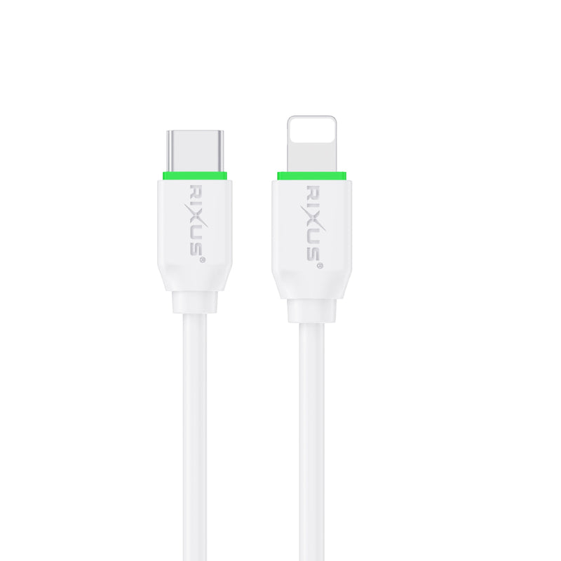 Rixus RXUC18L Fast Charging USB-C To Lightning Cable White