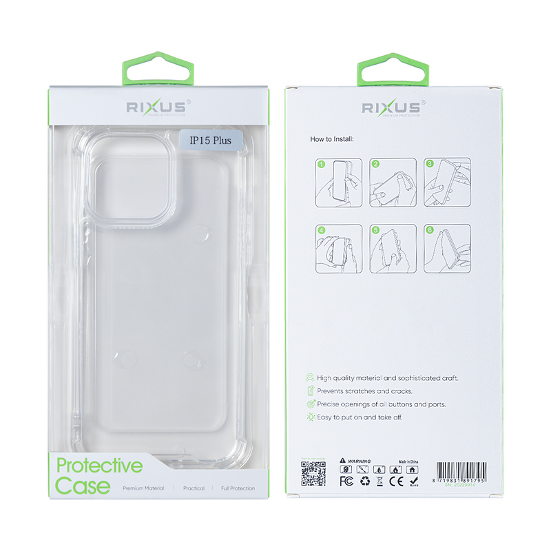 Rixus Para Funda Antirotura iPhone 15 Plus Transparente