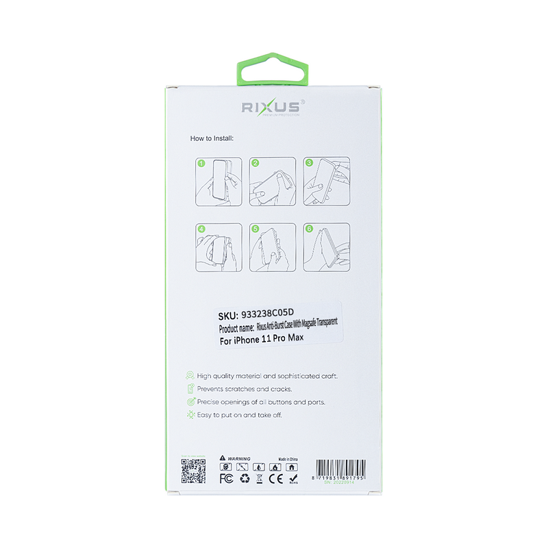 Rixus Para Funda Antirotura iPhone 11 Pro Max Con Magsafe Transparente