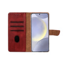 Rixus Bookcase For Samsung Galaxy S25 Plus S936B Dark Red