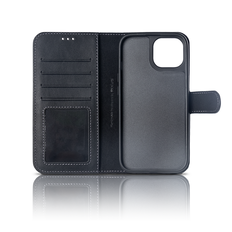 Rixus For iPhone 13 Pro Duo Magnetic Detachable Wallet Black