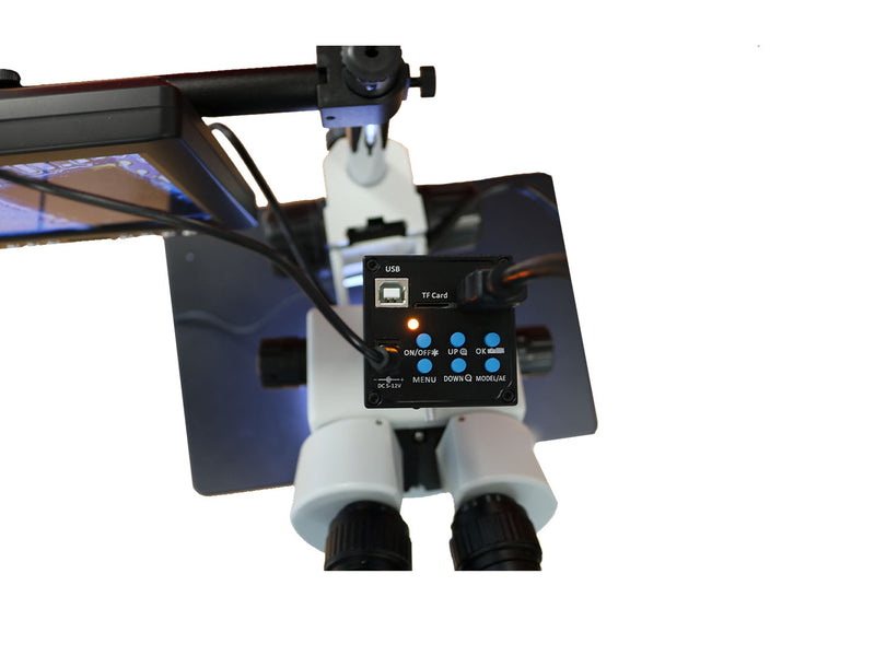 Microscope trinoculaire 7-45X avec caméra microscopique HDMI et écran LCD