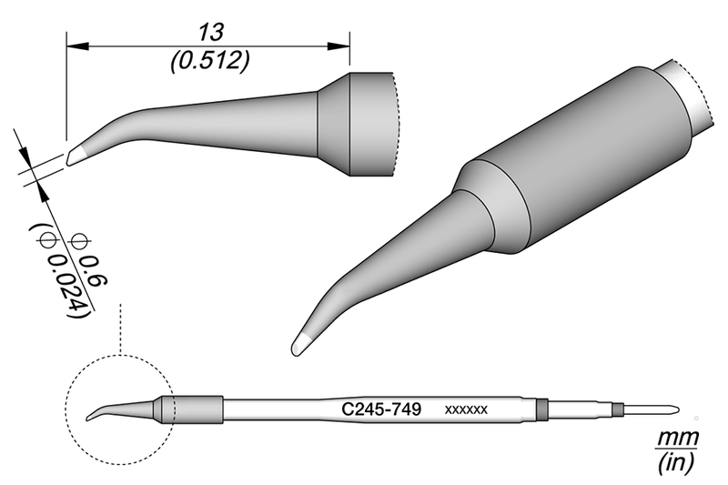 JBC Cartridge Bevel Bent Bevel Ø 0.6 S2 (C245749)