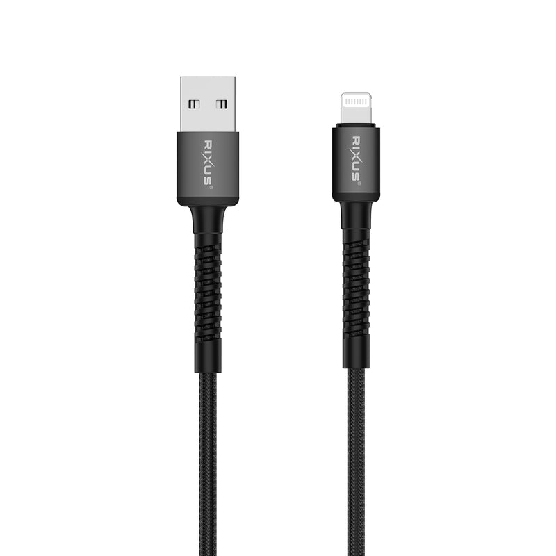 Rixus RXU71A Nylon Braided USB To Lightning Cable 120CM Black