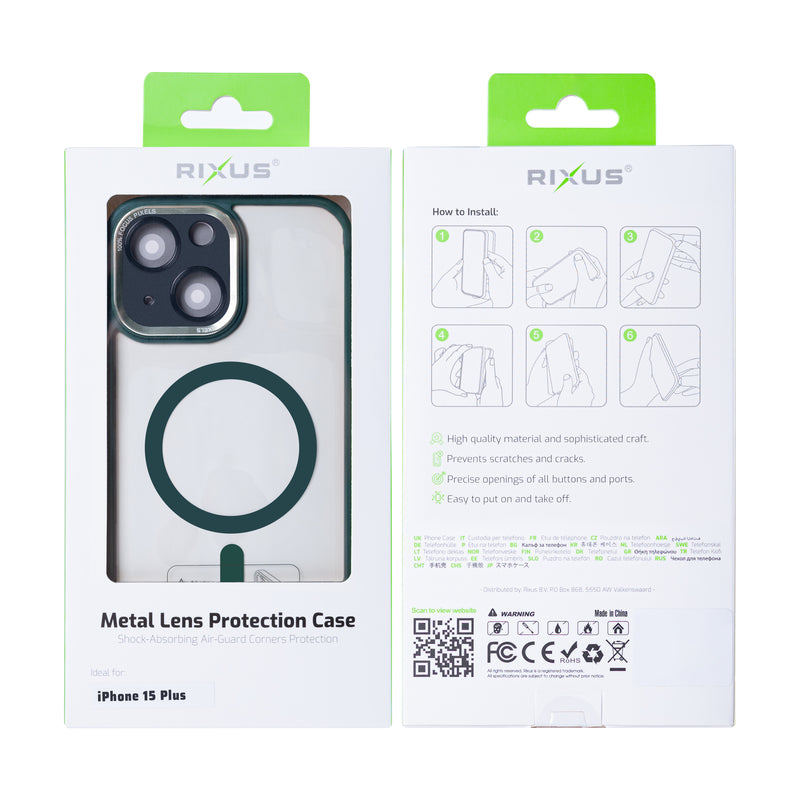 Rixus Classic 04 Case With MagSafe For iPhone 15 Plus Dark Green