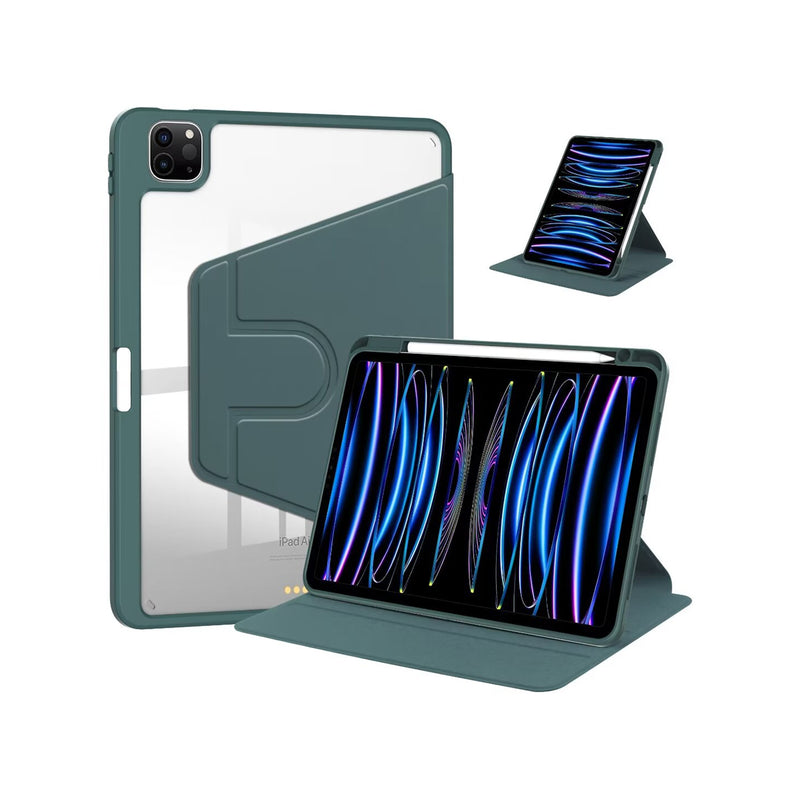 For iPad Pro 11" (2024) PU Leather Protective Case Midnight Green