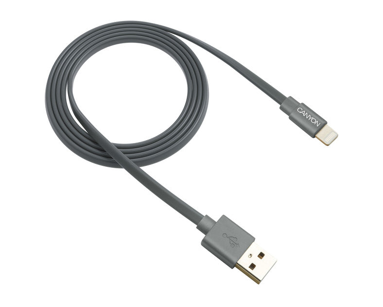 Canyon MFI-3 Cable Lightning a USB 12W 1Mtr Gris Oscuro