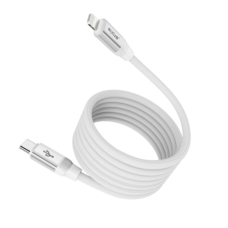 Rixus RXUC59L Magnetic Charging Cord USB-C To Lightning 100CM 30W White