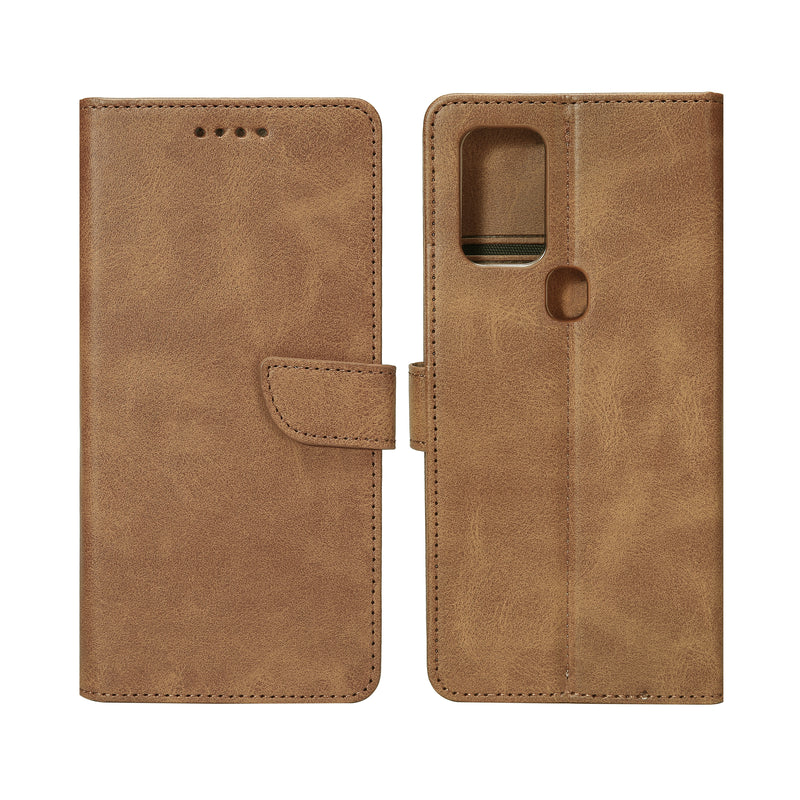 Rixus Bookcase For Samsung Galaxy A21s A217F Light Brown