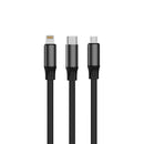 Rixus RXUC61 Retractable 100W 3 in 1 Cable Desktop USB Type C Fast Charger 170CM Black