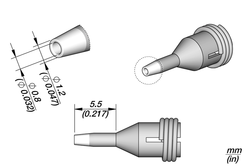 JBC Cartridge Through hole desoldering Ø 0.8 (C360002)