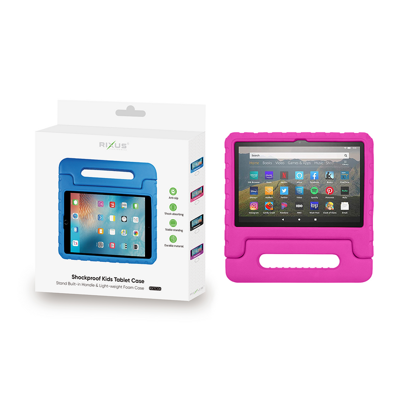Rixus RXTC06 Para Funda iPad Air 1,9.7, iPad 5, iPair 2,9.7, iPad 6, Pro 9.7, iPad 7 Tablet Kids Case Rosa