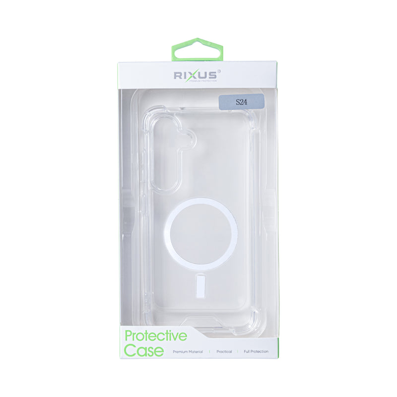 Rixus For Samsung Galaxy S24 5G S921B Anti-Burst Case With MagSafe Transparent