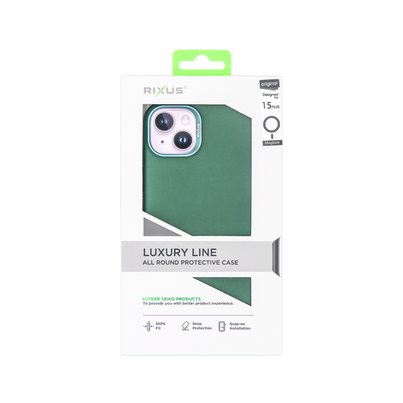 Rixus Para Funda para iPhone 15 Plus Classic 02 con MagSafe verde