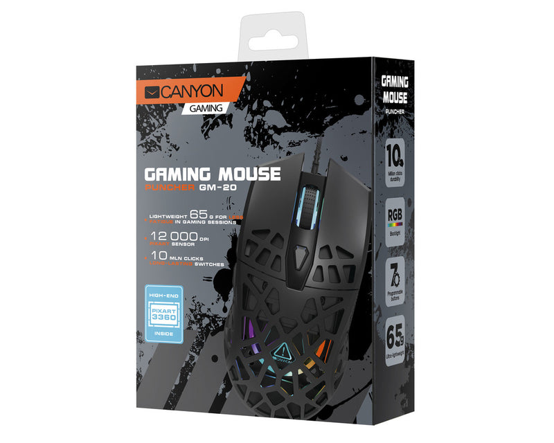 Canyon Ratón para juegos GM-20 Puncher RGB 7 botones Negro