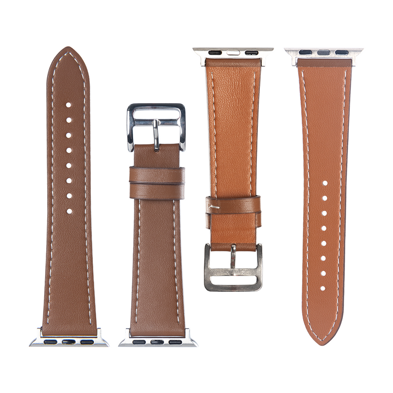 For Apple Watch 38mm, 40mm, 41mm Double Layer Leather Band Brown