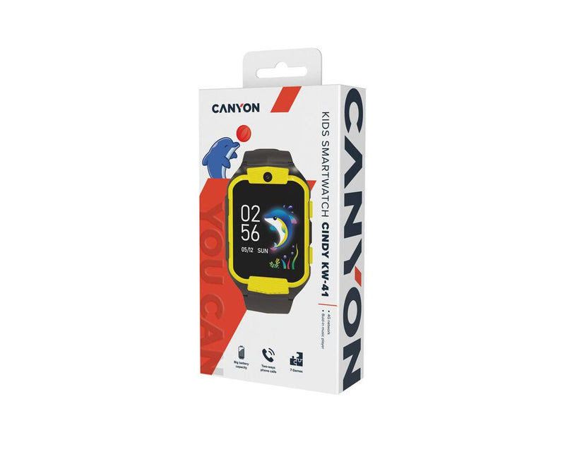 Canyon Reloj inteligente para niños KW-41 Cindy 1.69" Cámara Sin GPS Amarillo Negro