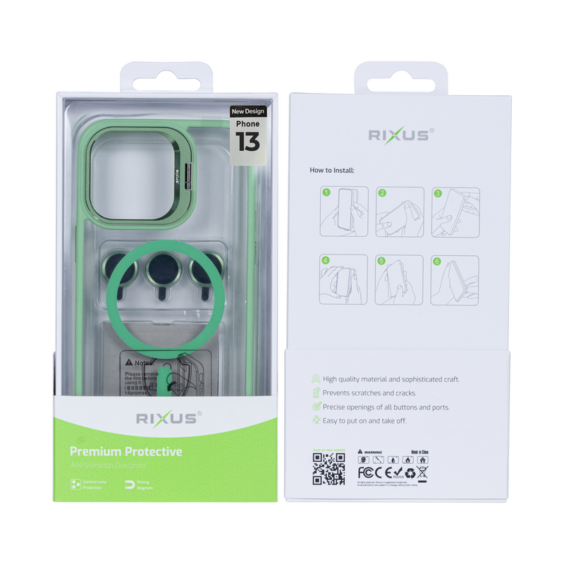 Coque Rixus Classic 03 avec MagSafe pour iPhone 13 Vert clair