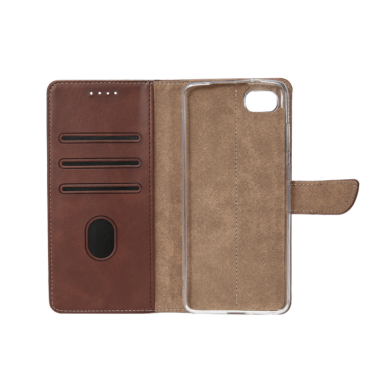 Rixus Bookcase For iPhone 7 Plus, 8 Plus Brown