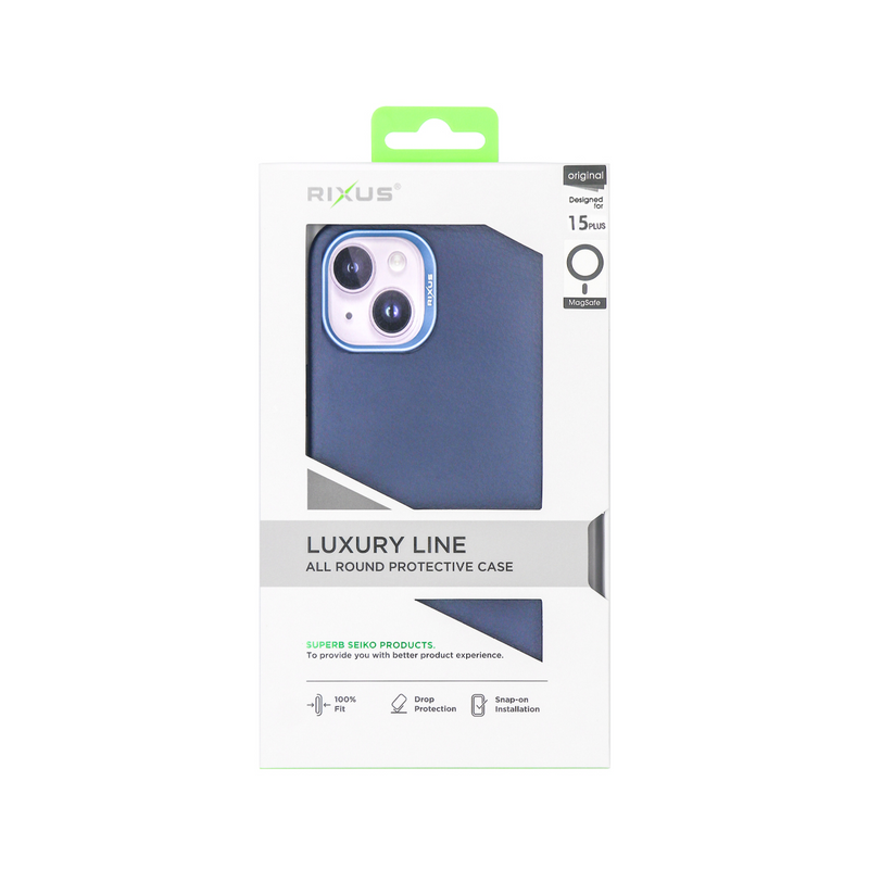 Rixus Para Funda para iPhone 15 Plus Classic 02 con MagSafe azul