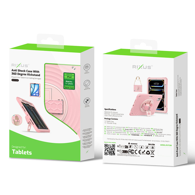 Rixus RXTC08 Anti Shock Case For iPad Pro 11" (2024) Cherry Blossoms Pink