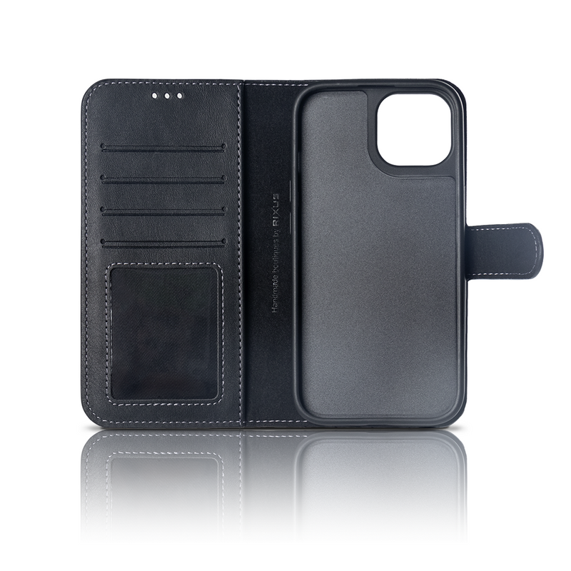 Rixus For iPhone 14 Duo Portefeuille magnétique détachable Noir