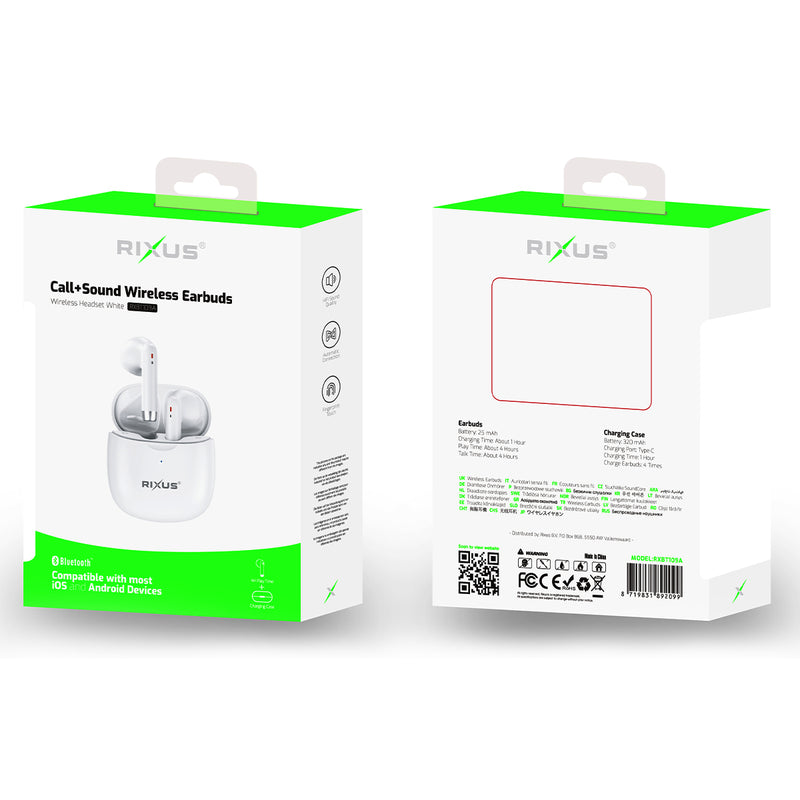 Rixus RXBT109A Auricular Bluetooth SoundCore Blanco