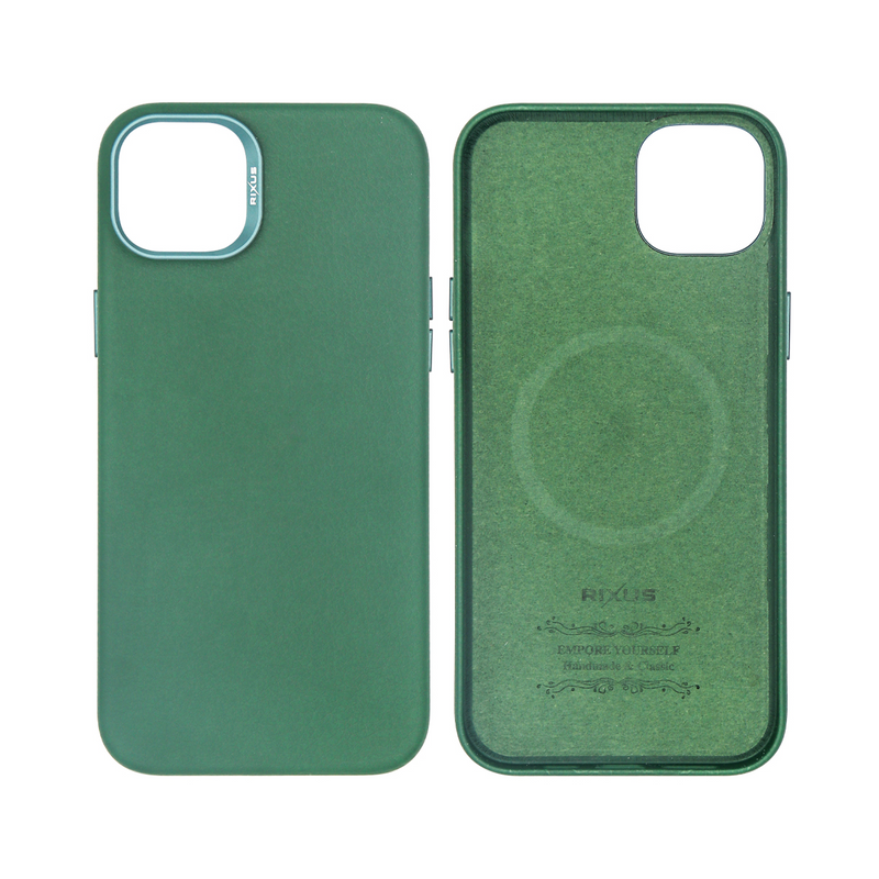 Rixus Para Funda para iPhone 15 Plus Classic 02 con MagSafe verde