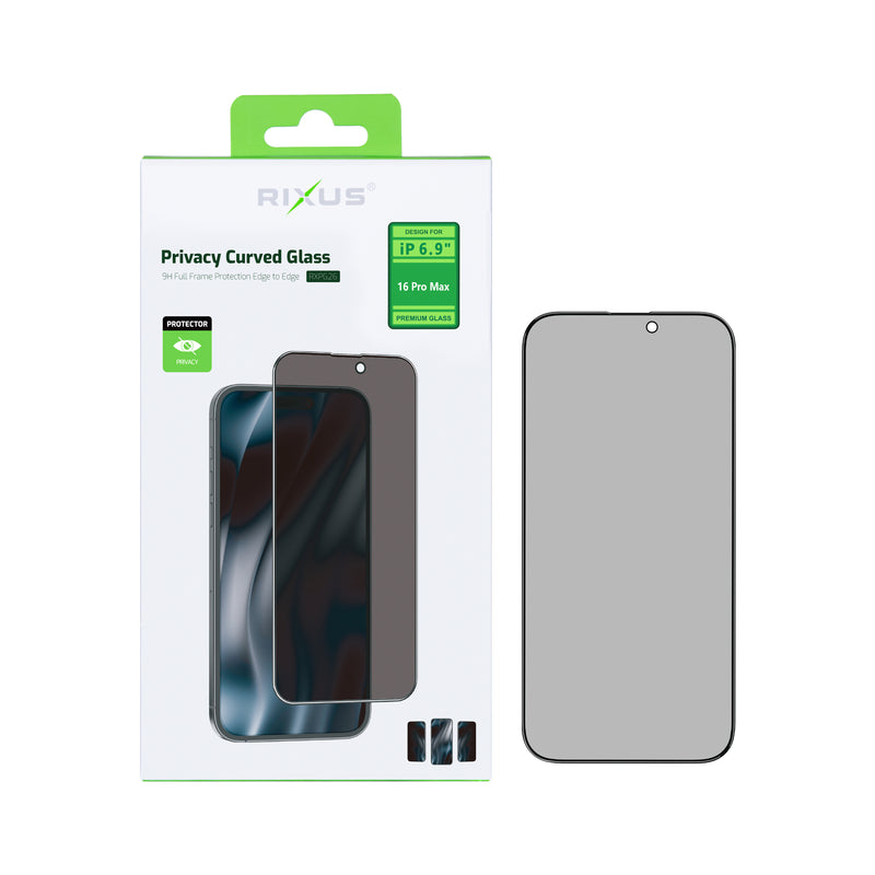 Rixus For iPhone 16 Pro Max Tempered Glass Privacy