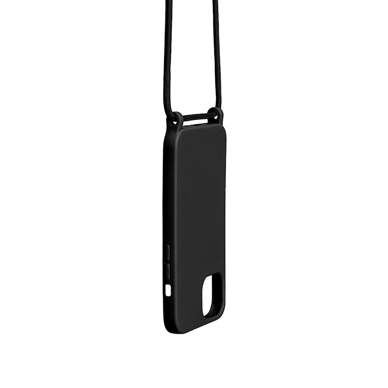 Rixus For iPhone 15 TPU Necklace Cord Cover Black