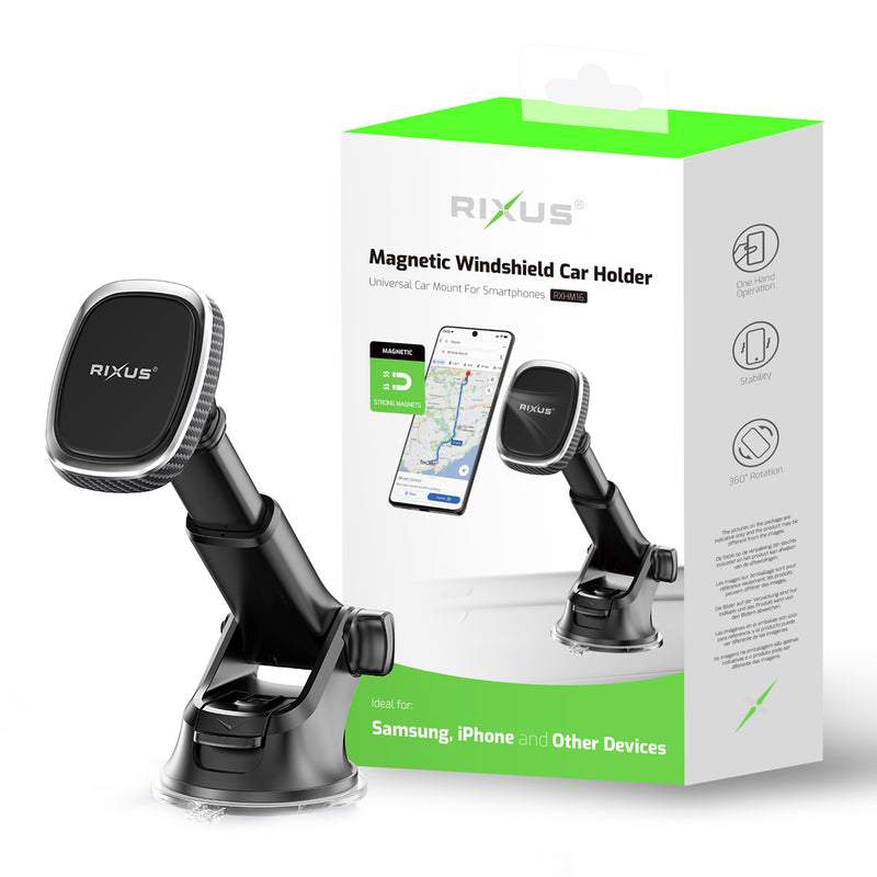 Rixus RXHM16 Support magnétique pour téléphone portable sur le tableau de bord de la voiture Noir