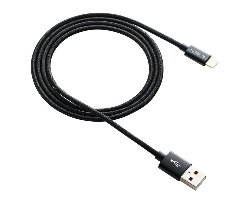 Canyon CFI-3 Cable USB a Lightning 5W 1Mtr Trenzado Negro