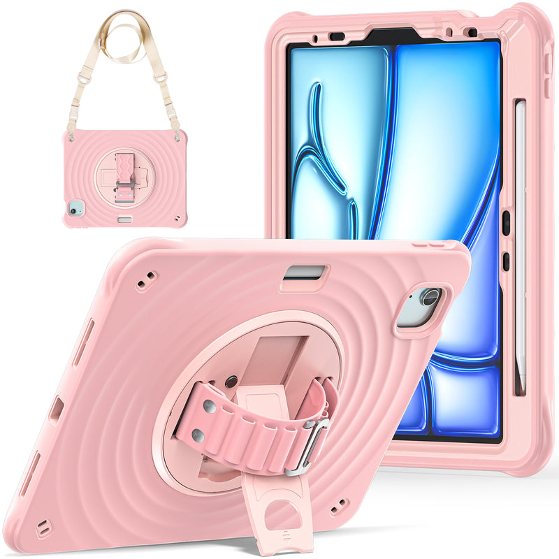 Rixus RXTC08 Anti Shock Case For iPad Air 13" (2024, 2025), iPad Pro 12.9" (2018, 2020, 2021, 2022) Cherry Blossoms Pink