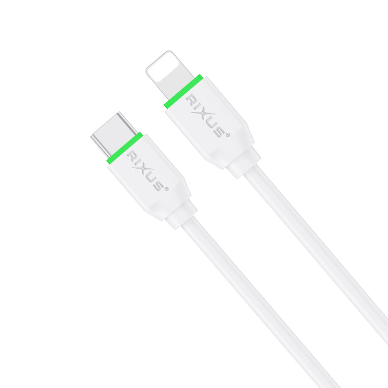 Rixus RXUC18L Fast Charging USB-C To Lightning Cable White