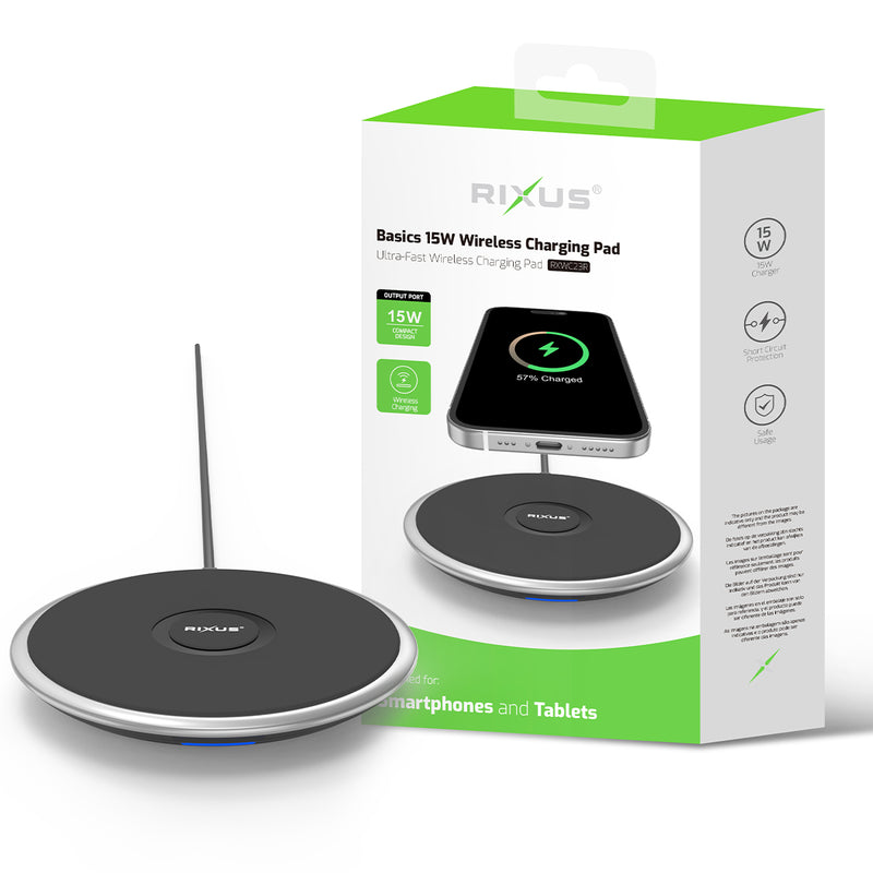 Rixus RXWC23R Basics 15W Wireless Charging Pad Black