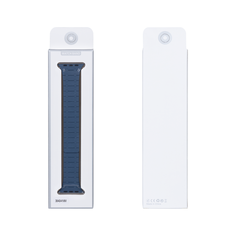 Para Apple Reloj 38 mm, 40 mm, 41 mm Correa de silicona magnética de doble color azul / Caja minorista de medianoche